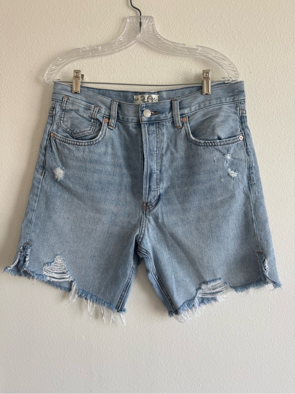 Free Peope, We The Free Light Blue Distressed Denim Shorts